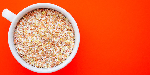 oat flakes cereals oatmeal Menu concept. food background. top view copy space for text keto or paleo diet