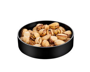 Round Bowl with pistachios on white background