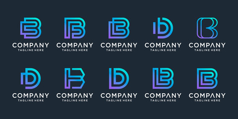 Naklejka premium Set of creative letter B logo design inspiration. icons for business of luxury, elegant, simple.
