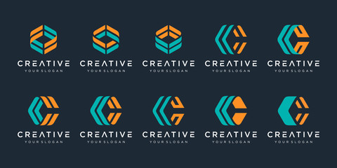 Set of creative letter c logo design template. icons for business of luxury, elegant, simple.