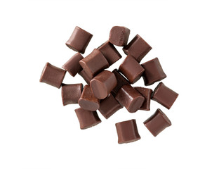 Chocolate chips with white background