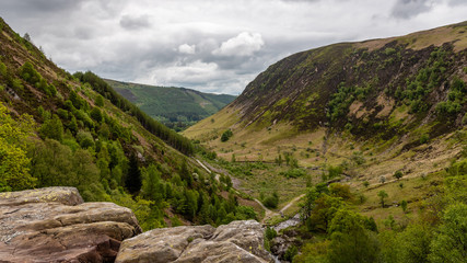 Fototapeta premium mountain landscape, valley, Rhiwargor Waterfall, England, Europe