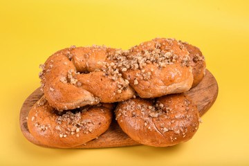 Concept of romanian cuisine. Homemade Mucenici, traditional desserts made in the figure 8
