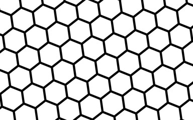 Black honeycomb on a white background. Perspective view on polygon look like honeycomb. Isometric geometry. 3D illustration