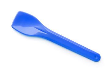Blue plastic ice cream spoon