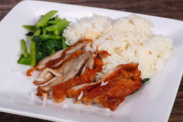 Rice with roasted duck breast