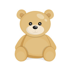 Soft teddy bear toy. Vector illustration.