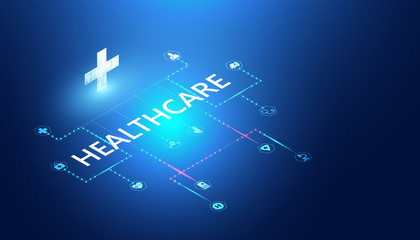 Abstract healthcare & Medical concept Linking health information.
