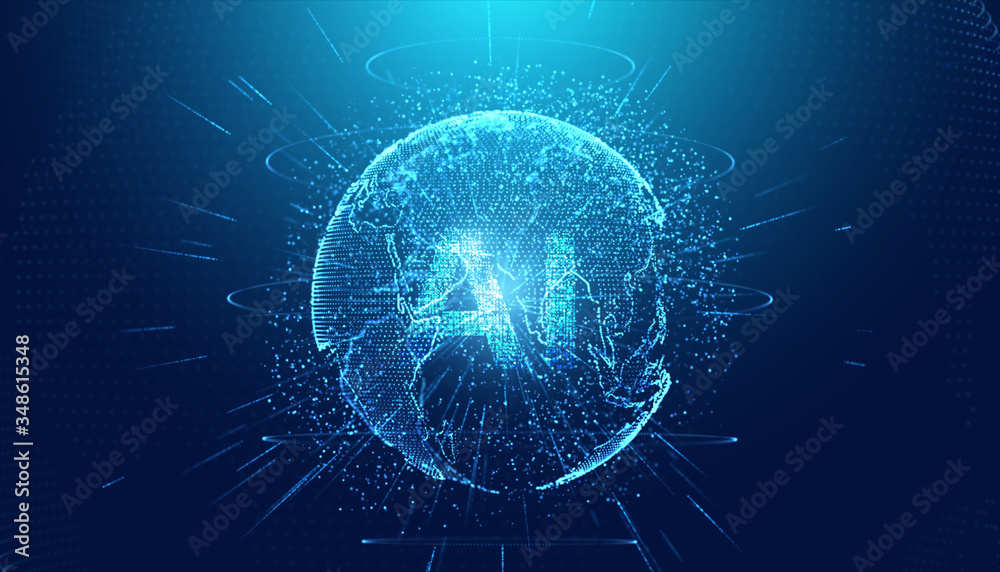 Poster abstract technology ai computing and world concept working data of artificial intelligence and futur