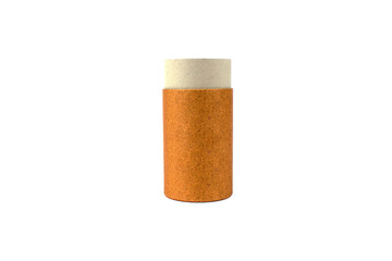 Paper tube without cap, cardboard container for packaging isolated on white background with copyspace, mockup