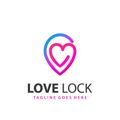 Awesome Gradient Love Location Modern Logo Design Template Vector