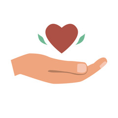 Hand, giving the heart. Love, charity or donation concept, vector