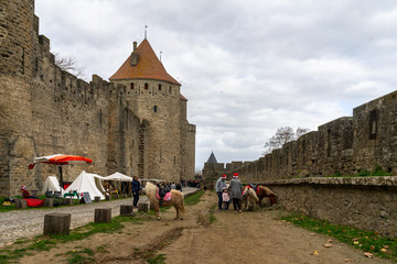 Fortified medieval city of Carcassonne in France.