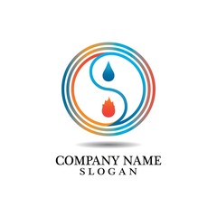 Yin Yang of Fire and Water Logo Template Design vector