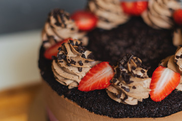 Chocolate Cake with Fresh Strawberries
