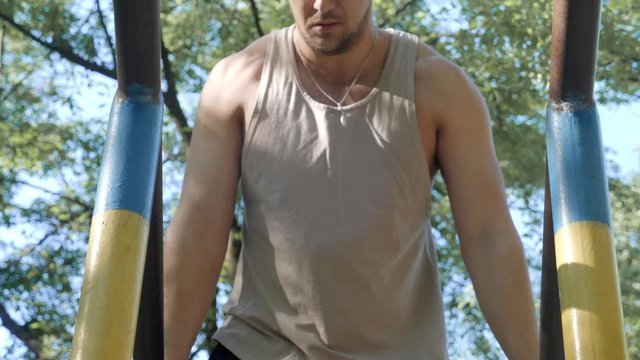 young man exercising in the park