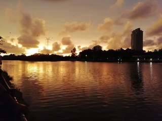 Naklejka premium sunrise over the river