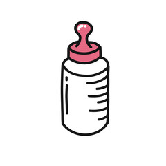 baby bottle doodle icon, vector illustration