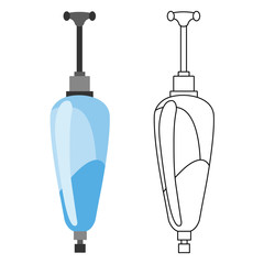 Flat vector icon of water filter. Color and sketch style. Water filter at home component for clean water busines and logo. Water is purified through the filter system concept