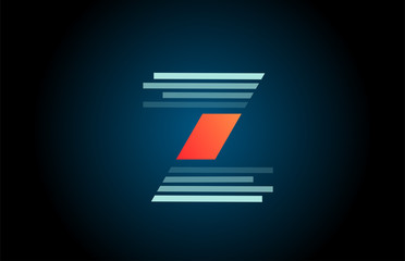 orange blue Z alphabet letter logo icon for company and business with line design