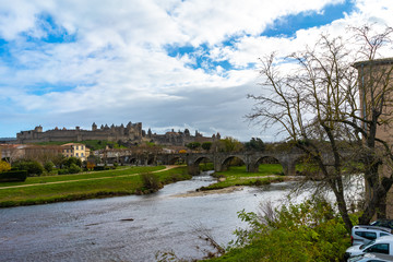 Fototapeta premium Fortified medieval city of Carcassonne in France.