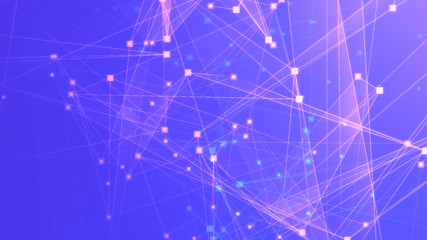 Abstract purple violet polygon tech network with connect technology background. Abstract dots and lines texture background. 3d rendering.