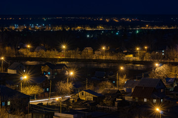 Fototapeta na wymiar Night city with lighting