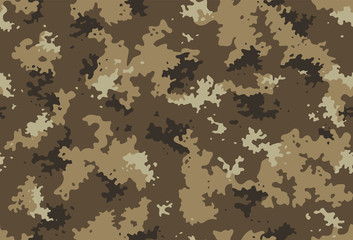 Seamless classic camouflage pattern. Camo fishing hunting vector background. Masking yellow brown beige color military texture wallpaper. Army design for fabric print