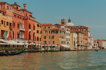 The beautiful, sunny streets of Venice, ancient buildings, canals and roofs
