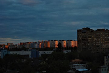 sunset over the city