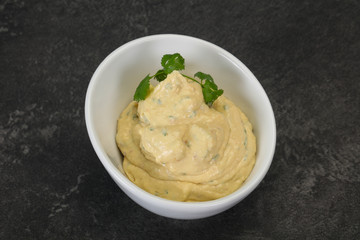 Hummus snack with olive oil