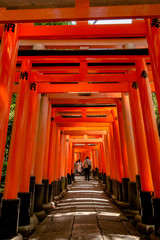 Kyoto, Japan - May 04 2019 : Scenery of the Fushimiinari taisha Shrine. The shrine became the object of imperial patronage during the early Heian period.