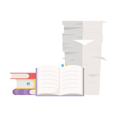 books stack and pile papers office isolated icon design