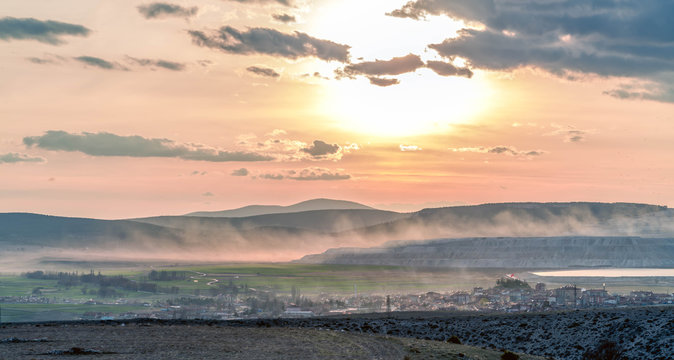 Remote view of Kırka town and Eti Boron institution