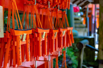 Kyoto, Japan - May 04 2019 : Scenery of the Fushimiinari taisha Shrine. The shrine became the object of imperial patronage during the early Heian period.