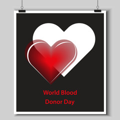 Donor Day - a transparent heart in a frame - art, creative - vector. Poster Motivation Donate Blood