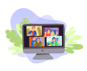 Video chat online. Internet communication during quarantine.