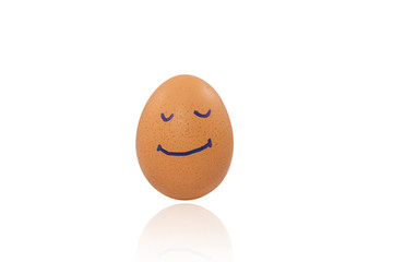 Egg with hand drawn face.