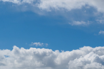 A light white cloud against a blue sky on a spring day