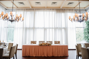 Wedding decorations. Decoration on the table. Flower composition.