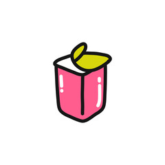 yogurt doodle icon, vector illustration