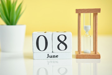 08 eighth june Month Calendar Concept on Wooden Blocks.