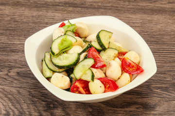 Salad with vegetables and mozzarlla