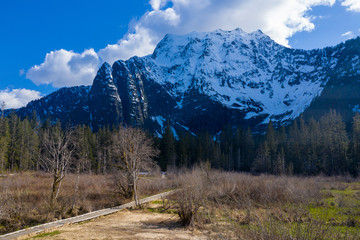 Walkway to a Mountain with Snow