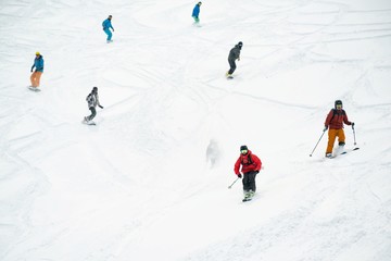 Freeride in Gudauri Georgia caucasus resort snowboarder skier