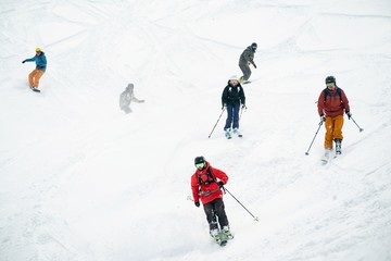Fototapeta na wymiar Freeride in Gudauri Georgia caucasus resort snowboarder skier