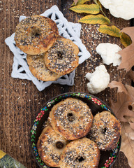 Healthy cauliflower rice bagels snack gluten free vegan low carb. Healthy eating concept. Gluten, lactose, sugar free recipe