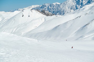 Freeride in Gudauri Georgia caucasus resort snowboarder skier