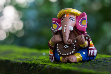 Hindu God Ganesha Playing Music