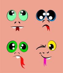 different emotions for round monster character